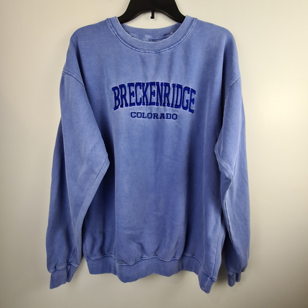 Comfortex USA Breckenridge Colorado Embroidered Sweatshirt Blue Large Vintage